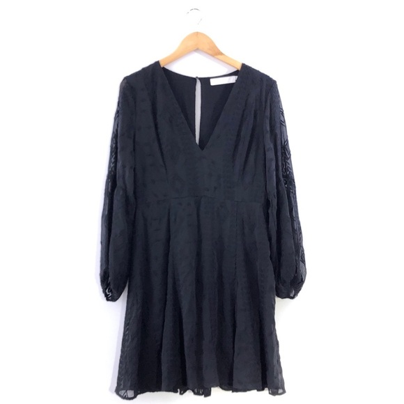 Astr Dresses & Skirts - ASTR The Label Black Boho Embroidered Balloon Sleeve Chiffon Dress L